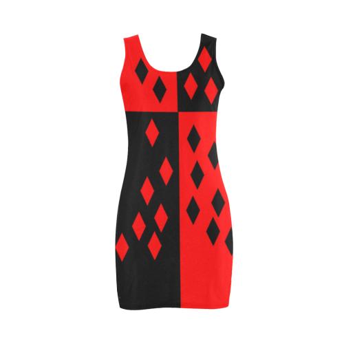 Black and Red Harlequin Costume Medea Vest Dress (Model D06)