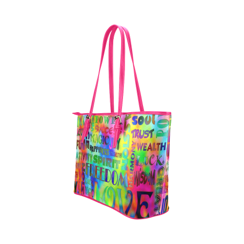 Flower Power - WORDS OF THE SPIRIT WAY Leather Tote Bag/Small (Model 1651)