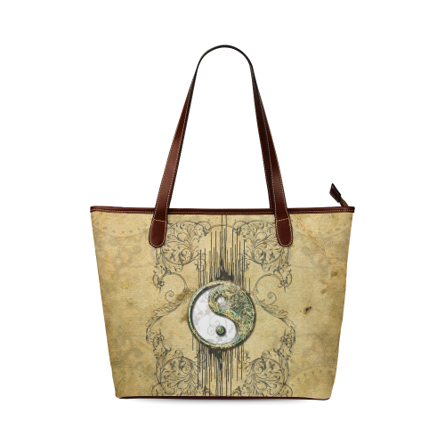 Ying and yang with decorative floral elements Shoulder Tote Bag (Model 1646)