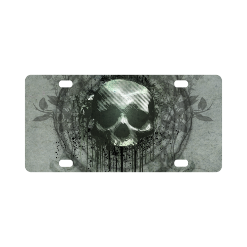 Awesome skull with bones and grunge Classic License Plate
