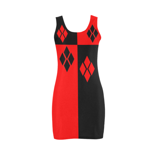 Black & Red Harlequin Diamond Medea Vest Dress (Model D06)