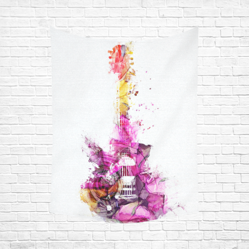 guitar 7 Cotton Linen Wall Tapestry 60"x 80"