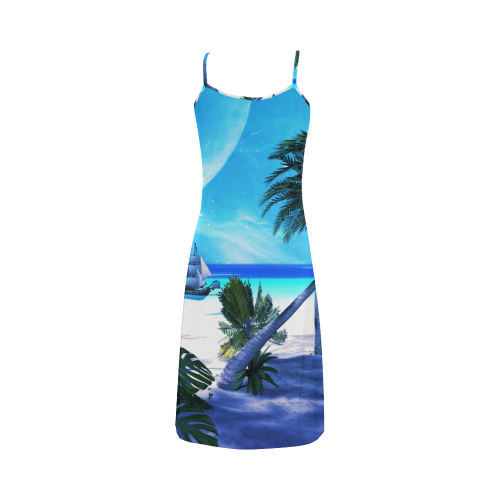 Awesome view over the ocean with ship Alcestis Slip Dress (Model D05)