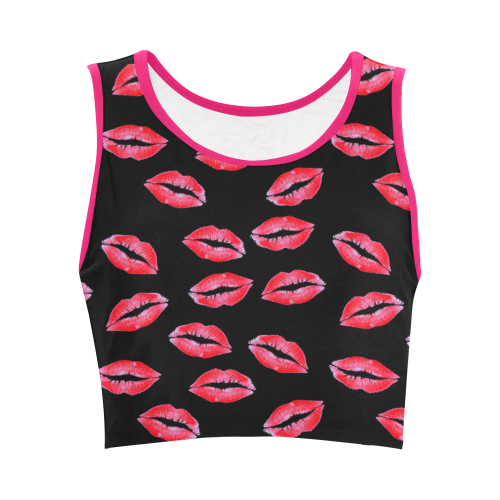 Lipstick Kisses Women's Crop Top (Model T42)