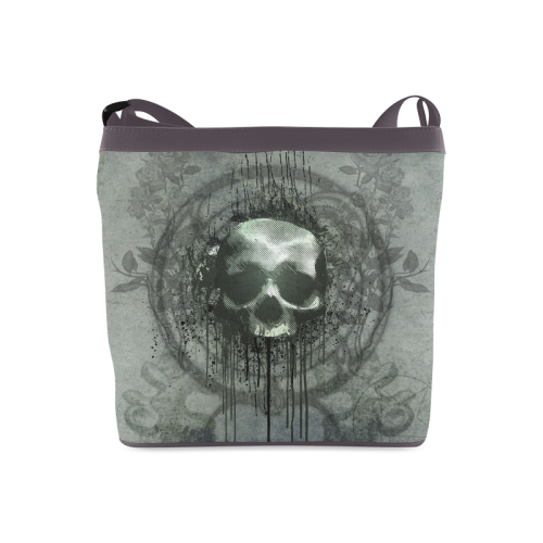 Awesome skull with bones and grunge Crossbody Bags (Model 1613)