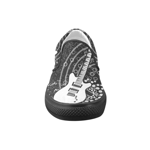 Guitar Graffiti by ArtformDesigns Women's Unusual Slip-on Canvas Shoes (Model 019)