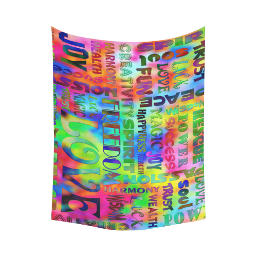 Flower Power - WORDS OF THE SPIRIT WAY Cotton Linen Wall Tapestry 80"x 60"