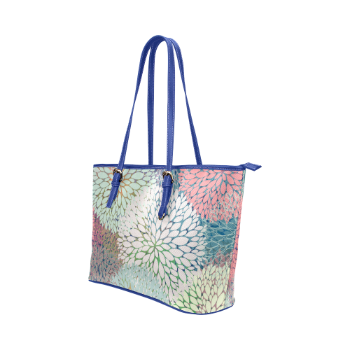 Abstract Floral Petals Leather Tote Bag/Small (Model 1651)