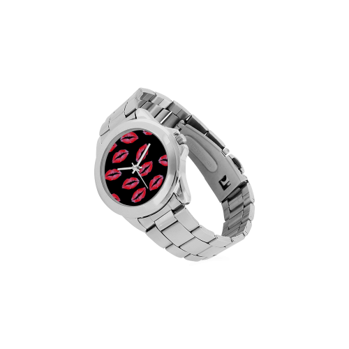 Lipstick Kisses Unisex Stainless Steel Watch(Model 103)