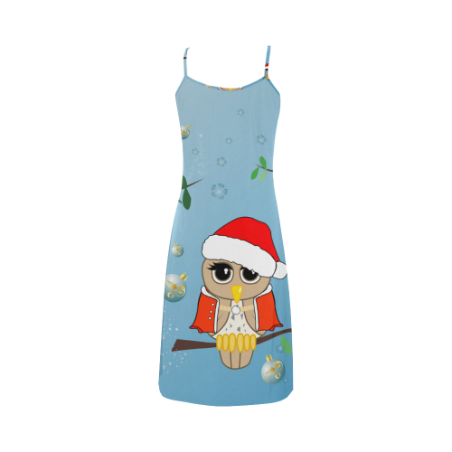 Cute cartoon christmas owls Alcestis Slip Dress (Model D05)