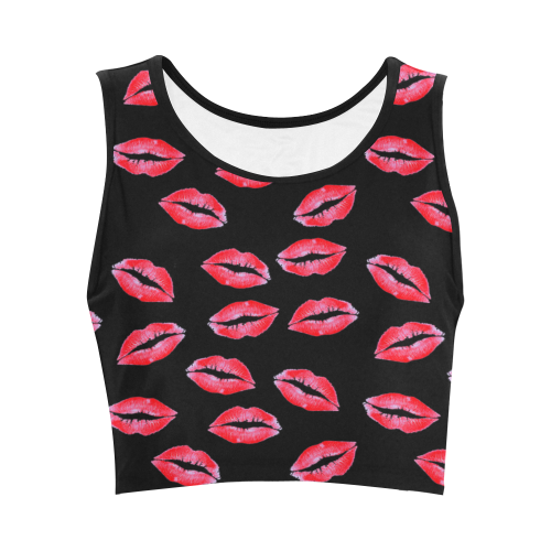 Lipstick Kisses Women's Crop Top (Model T42)