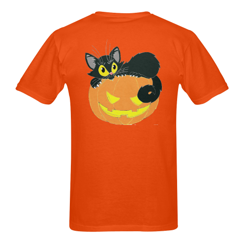 Halloween Black Cat And Pumpkin Sunny Men's T- shirt (Model T06)