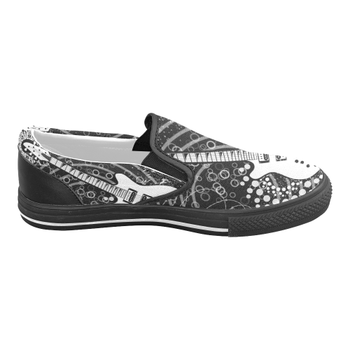 Guitar Graffiti by ArtformDesigns Women's Unusual Slip-on Canvas Shoes (Model 019)