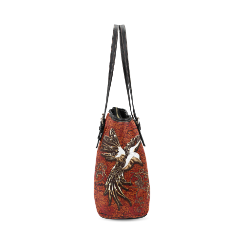 Wonderful bird made of floral elements Leather Tote Bag/Small (Model 1640)