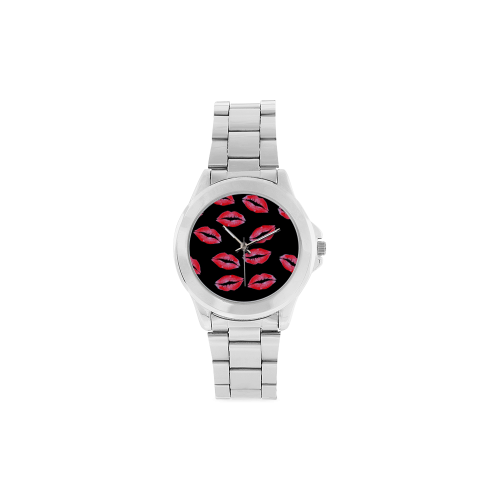 Lipstick Kisses Unisex Stainless Steel Watch(Model 103)