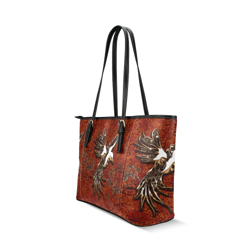 Wonderful bird made of floral elements Leather Tote Bag/Small (Model 1640)