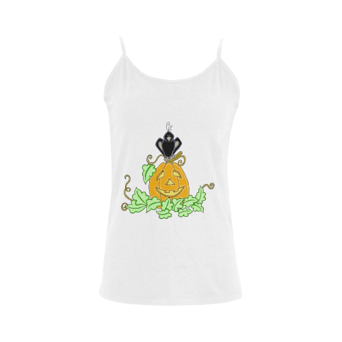 Halloween Crow And Pumpkin Women's Spaghetti Top (USA Size) (Model T34)