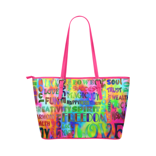 Flower Power - WORDS OF THE SPIRIT WAY Leather Tote Bag/Small (Model 1651)