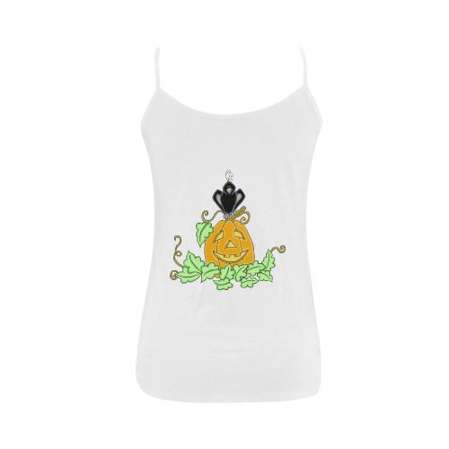 Halloween Crow And Pumpkin Women's Spaghetti Top (USA Size) (Model T34)