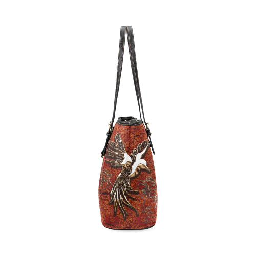 Wonderful bird made of floral elements Leather Tote Bag/Small (Model 1640)