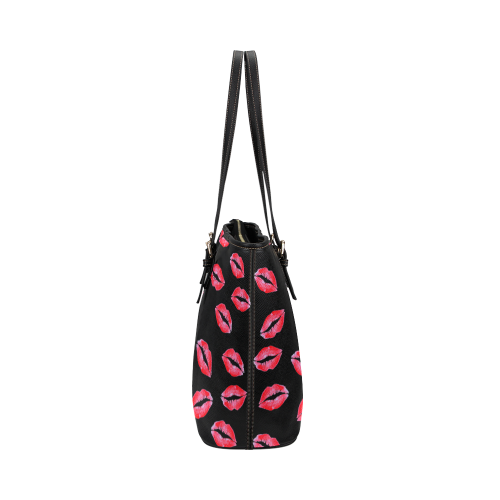 Lipstick Kisses Leather Tote Bag/Small (Model 1651)