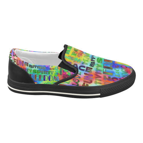 Flower Power - WORDS OF THE SPIRIT WAY Women's Slip-on Canvas Shoes (Model 019)