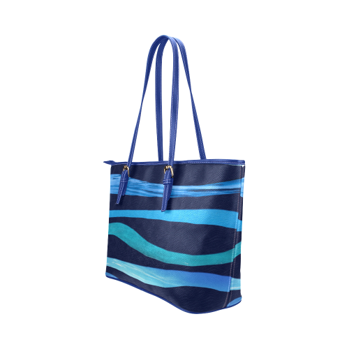 ocean blue Leather Tote Bag/Small (Model 1651)