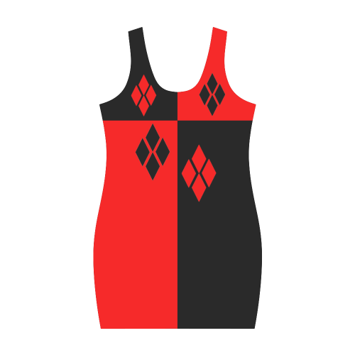 Black & Red Harlequin Diamond Medea Vest Dress (Model D06)