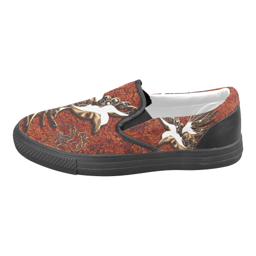 Wonderful bird made of floral elements Men's Slip-on Canvas Shoes (Model 019)