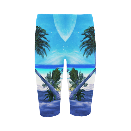 Awesome view over the ocean with ship Hestia Cropped Leggings (Model L03)