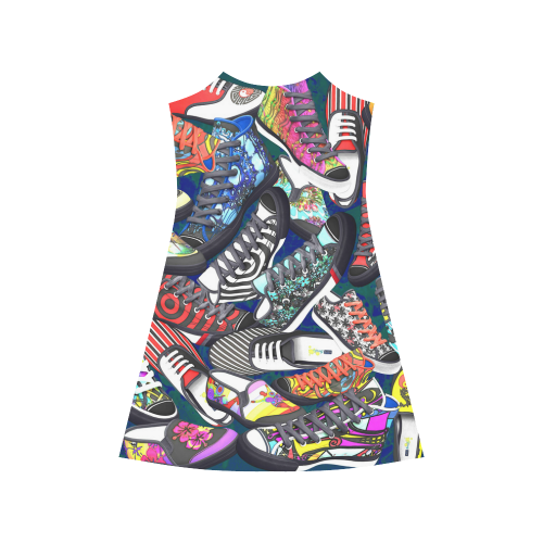 A pile multicolored SHOES / SNEAKERS pattern - CRAZY dress Alcestis Slip Dress (Model D05)