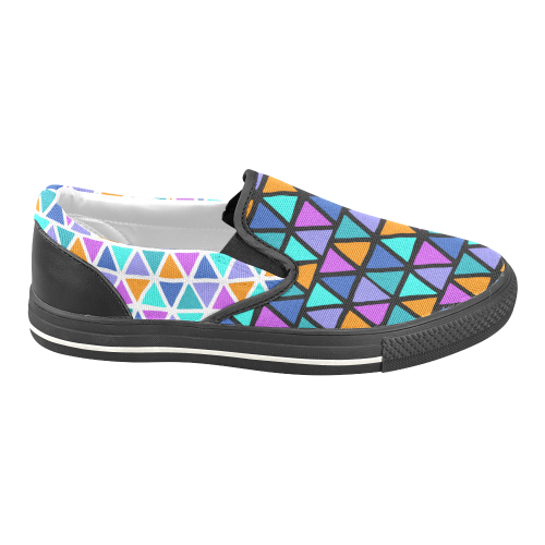 Modern colored TRINAGLES / PYRAMIDS pattern Men's Unusual Slip-on Canvas Shoes (Model 019)