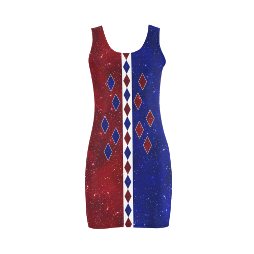 Sparkle Red Blue Harlequin Medea Vest Dress (Model D06)