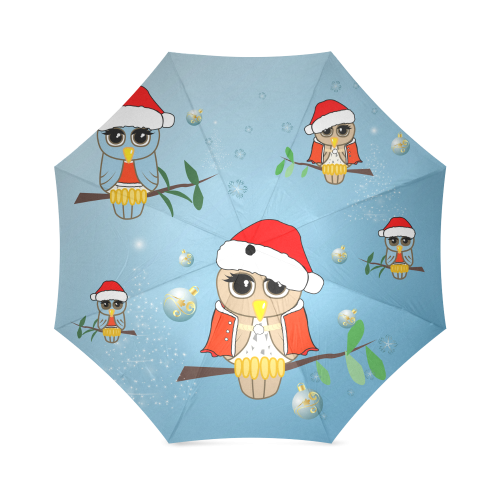 Cute cartoon christmas owls Foldable Umbrella (Model U01)