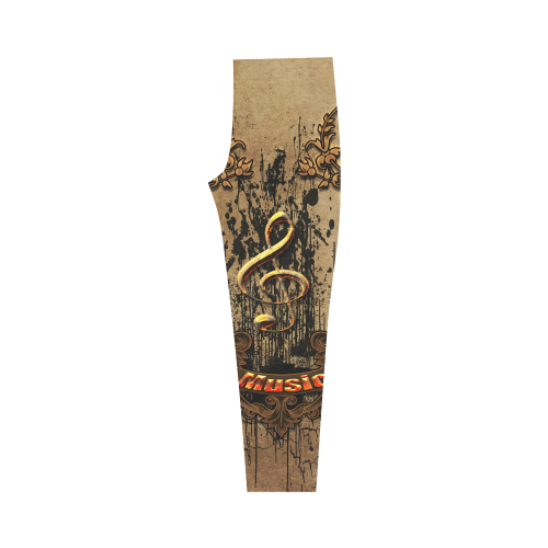Music, clef with floral elements in rusty metal Capri Legging (Model L02)