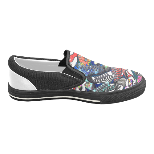 A pile multicolored SHOES / SNEAKERS pattern Men's Unusual Slip-on Canvas Shoes (Model 019)
