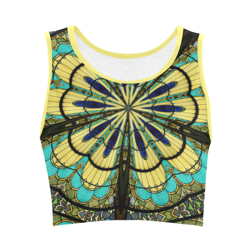 Stained Glass Kaleidoscope Mandala Abstract 5 Women's Crop Top (Model T42)