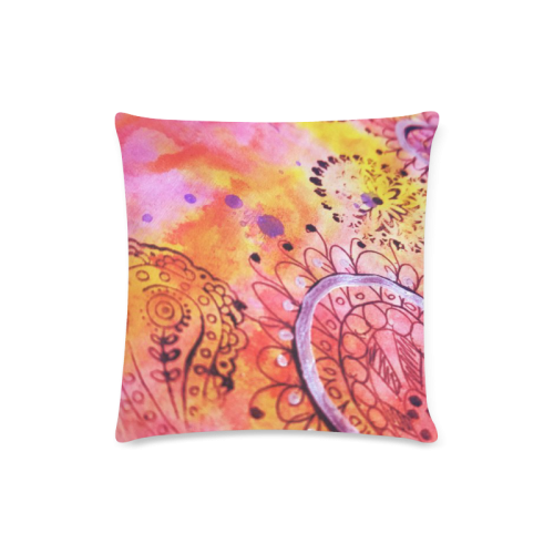 pink paisley5 Custom Zippered Pillow Case 16"x16"(Twin Sides)