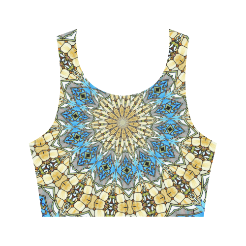 Stained Glass Kaleidoscope Mandala Abstract 1 Women's Crop Top (Model T42)