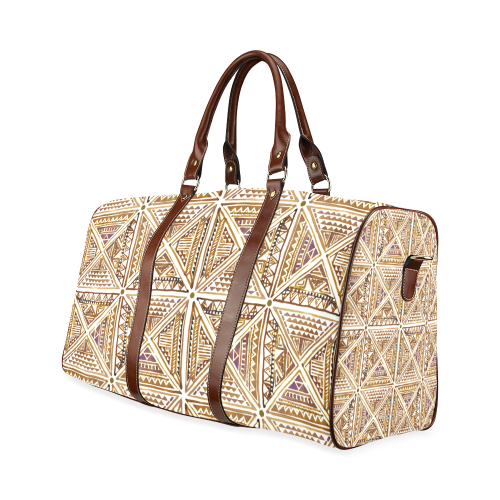 Folklore TRIANGLES pattern brown Waterproof Travel Bag/Large (Model 1639)