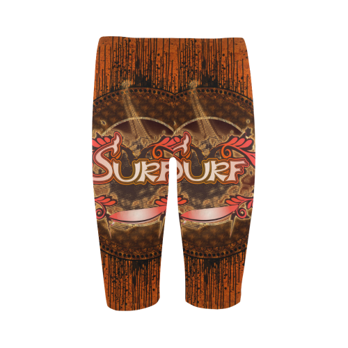 Surfing, surf design with surfboard Hestia Cropped Leggings (Model L03)
