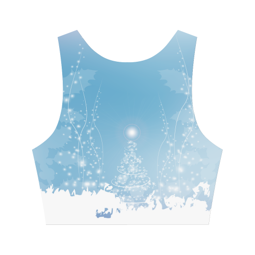 christmas design in blue and white Women's Crop Top (Model T42)