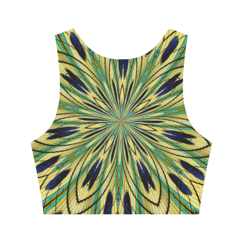 Stained Glass Kaleidoscope Mandala Abstract 2 Women's Crop Top (Model T42)