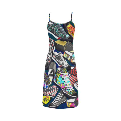 A pile multicolored SHOES / SNEAKERS pattern - CRAZY dress Alcestis Slip Dress (Model D05)