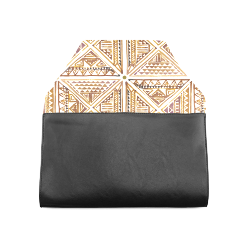 Folklore TRIANGLES pattern brown Clutch Bag (Model 1630)