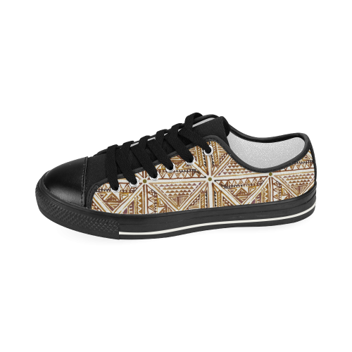 Folklore TRIANGLES pattern brown Women's Classic Canvas Shoes (Model 018)