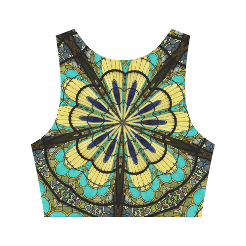 Stained Glass Kaleidoscope Mandala Abstract 5 Women's Crop Top (Model T42)