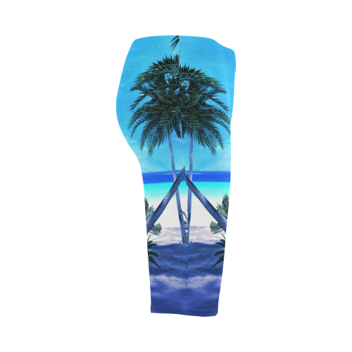 Awesome view over the ocean with ship Hestia Cropped Leggings (Model L03)