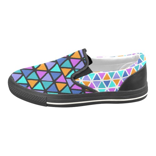 Modern colored TRINAGLES / PYRAMIDS pattern Men's Unusual Slip-on Canvas Shoes (Model 019)