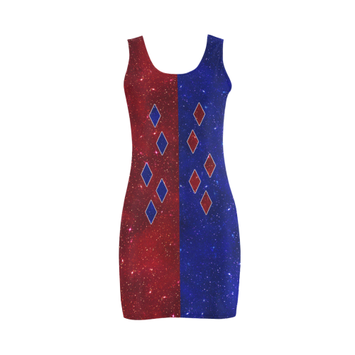 Sparkle Red Blue Harlequin Medea Vest Dress (Model D06)